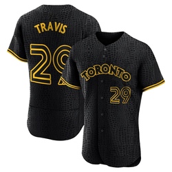 Devon Travis Men's Toronto Blue Jays Black Authentic Snake Skin City Jersey