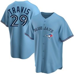 Devon Travis Men's Toronto Blue Jays Blue Replica Powder Alternate Jersey